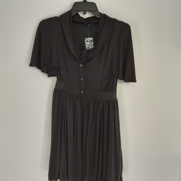 DOUBLE ZERO FLUTTER SLEEVE COWL NECK DRESS SIZE MEDIUM - Picture 1 of 7